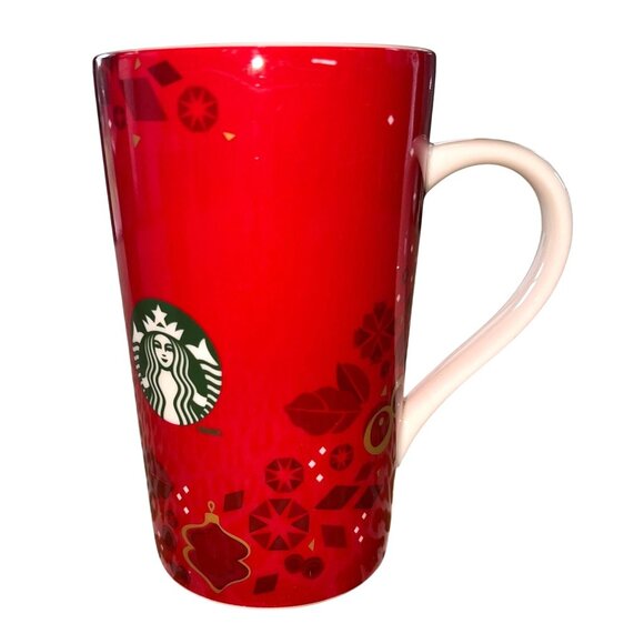 Starbucks Red Holiday Mug Set Small & Tall Christmas RED WHT GLD Holly Berries - Picture 7 of 11